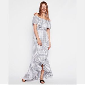 ✨
Plaid Ruffle Off The Shoulder Cotton Maxi Dress✨